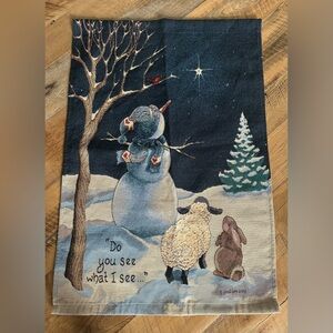 Vtg Sandi Gore Evans Tapestry Do You See What I See Snowman Star Lamb Christmas